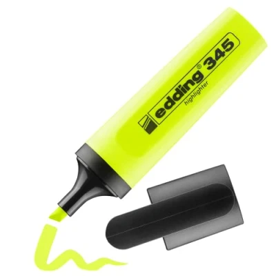 Afbeelding van edding 345 markeerstiften geel 1 pen wigpunt 2 5 mm perfect voor heldere markeringen en van teksten notities