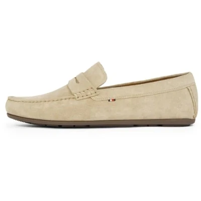 Afbeelding van Tommy Hilfiger Casual Driver Mocassins, Heren, Maat: 41, Beige/brown Veloursleer