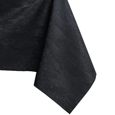 Afbeelding van AmeliaHome tafelkleed lotuseffect waterafstotend linnenlook Zwart Vesta 120x120 cm rund