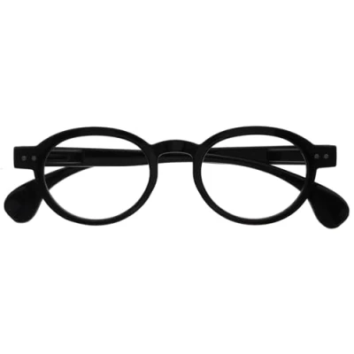 Afbeelding van OPULIZE OCA Leesbril rond montuur modern retro zwart glanzend heren en dames veerscharnieren R54 1 +3,50