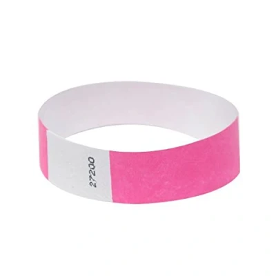 Afbeelding van FUN FAN LINE 200 stuks Tyvek papieren identificatiearmbanden van 19 mm, met zelfklevende sluiting, reflecterend, waterdicht, roze