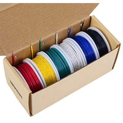 Afbeelding van TUOFENG Solide elektriciteitsdraad, set van 6 spoelen meter in verschillende kleuren, 18 AWG jumper draad, aansluitdraad