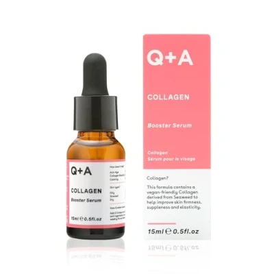 Afbeelding van Q+A Collageen booster serum, een veganistisch serum dat mengsel van plantaardig collageen, stekelige februarizaden en algenextracten bevat die helpen de huid strakker te maken, glad maken