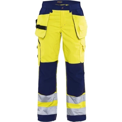 Afbeelding van Blaklader Dames werkbroek High Vis met spijkerzakken 7156 1811 Geel/Marineblauw D25