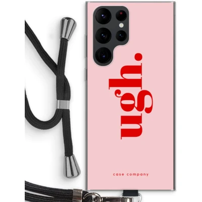 Afbeelding van Case Company® hoesje met Koord geschikt voor Samsung Galaxy S22 Ultra Ugh Telefoonhoesje Zwart Bescherming aan alle Kanten en Over de Schermrand