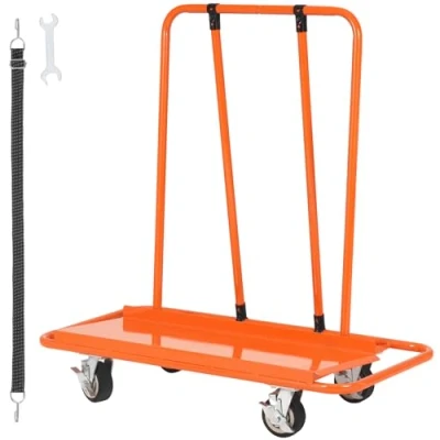 Afbeelding van VEVOR Trolley voor het hanteren van gipsplaten, draagvermogen 1360 kg, bordenwagen met vergrendelbare zwenkwielen, mobiele hantering bouwpanelen,