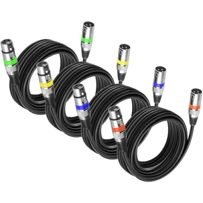 Afbeelding van (4 stuks) Microfoonkabel XLR mannelijk naar vrouwelijk, 3 polig, 5 m, Dmx signaalkabel, aansluitkabel, verbindingskabel, kabel voor podiumverlichting (metalen stekker)