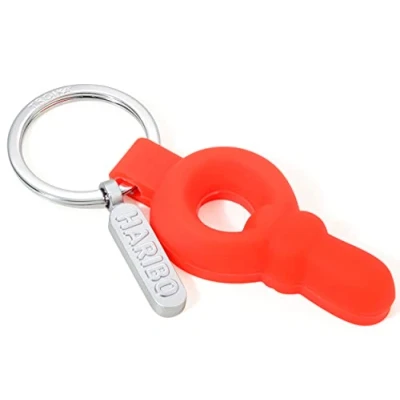 Afbeelding van TROIKA Haribo fopspeen HB K04/RD Sleutelhanger met kleine hanger gegoten metaal, pvc mat Rood originele TROIKA,