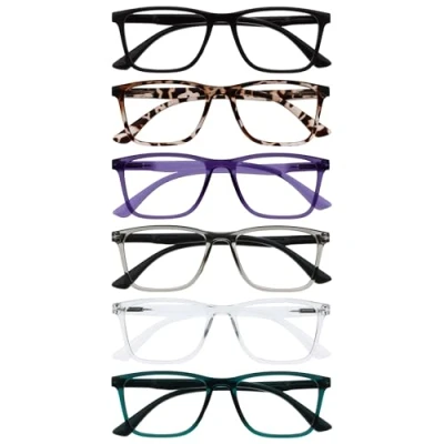 Image de OPULIZE NYX Lot de 6 lunettes anti reflets pour ordinateur et jeux vidéo, protection UV fatigue oculaire, monture rectangulaire, noir, marron, violet, gris, turquoise clair, homme femme