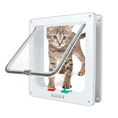 Afbeelding van NEWFUN Kattenklep met 4 weg magneet, eenvoudig te installeren en gebruiken, selectieve ingang, gecontroleerde toegang, veilige doorgangsdeuren ramen voor huisdieren, 20 x 19 5,3 cm