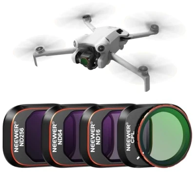 Afbeelding van NEEWER Set van 4 ND en CPL filters compatibel met DJI Mini Pro, ND16, ND64, ND256, neutrale dichtheidsfilter, drone lensaccessoires, meerlaags HD optisch glas, frame