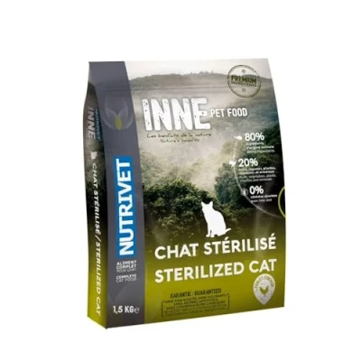 Afbeelding van NUTRIVET INNE Kat Droogvoer zonder granen gesteriliseerd of overgewicht Kip 80% ingrediënten van dierlijke oorsprong 1,5 kg