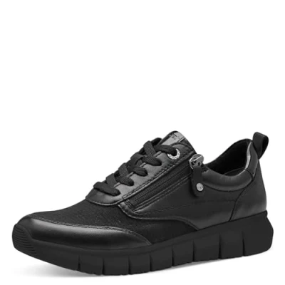 Afbeelding van Tamaris Sneakers laag, Dames, Maat: 37, Black Leer en imitatieleer