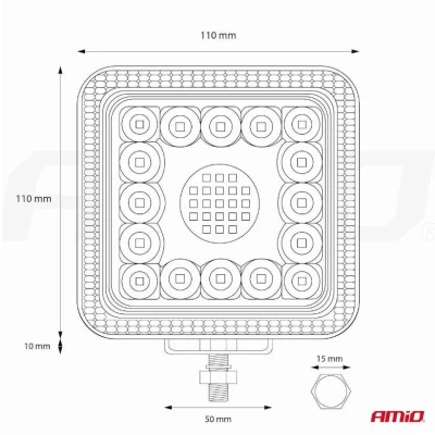 Afbeelding van AMiO AWL13 Werklamp Verstraler Spot Vierkant 77LED 9 36v 6000K Wit