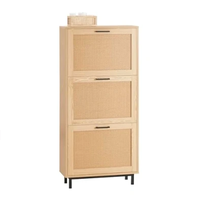 Afbeelding van SoBuy schoenenkast, schoenenkast met 3 kleppen, schoenenopbergkast, rotan, 60 x 24 127 cm, FSR155 N