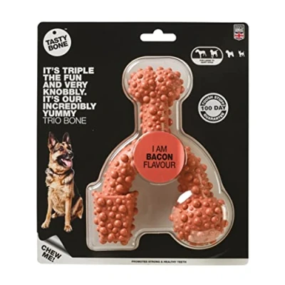 Afbeelding van TastyBone Large Trio Bone bacon Hond Kauwspeelgoed Vegan Kluif Nylabone