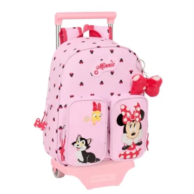 Afbeelding van Schoolrugzak met Wielen Minnie Mouse Naive Roze 28 x 34 10 cm