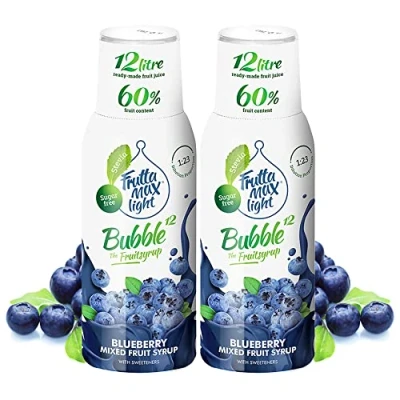 Image de 2 x Light Low Carb Fitness Sirop de FruttaMax Zéro Sucre Avec Stévia 50 60% teneur en fruits (2 500ml) Myrtille Light)
