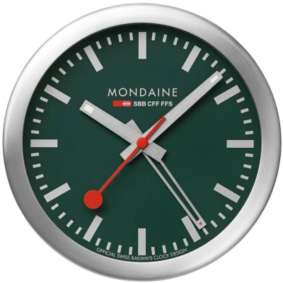 Afbeelding van Mondaine M997.MCAL.66SBV Desk Klok Stationsklok Mineraalglas Aluminium Zilver 12.5 cm lang Quartz 3 ATM (spatwater)