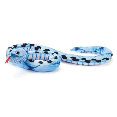 Afbeelding van Zappi Co 100% gerecyclede pluche slang, blauw, 100 cm lang, gevoerd, milieuvriendelijk, voor pasgeborenen en kinderen