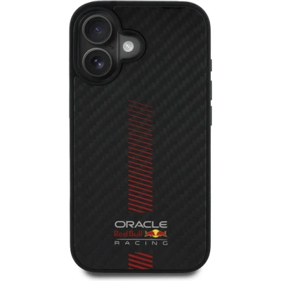 Afbeelding van Red Bull Racing iPhone 16 Backcover hoesje Magsafe Carbon Fiber Powerbar Zwart