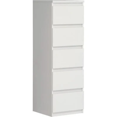 Image de Commode CHELSEA 5 tiroirs L 41,8 x P 42,2 H 128,1 cm Décor blanc mat