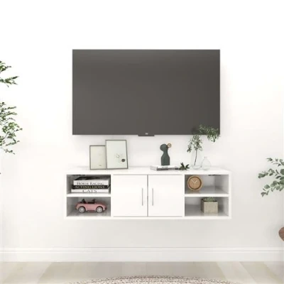 Afbeelding van Wandschap 102x30x29 cm spaanplaat hoogglans wit