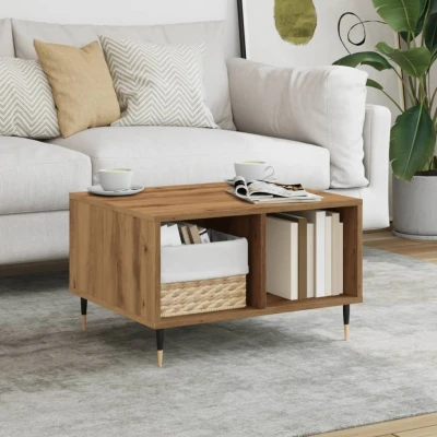 Afbeelding van vidaXL Salontafel 60x50x36,5 cm bewerkt hout artisanaal eikenkleur
