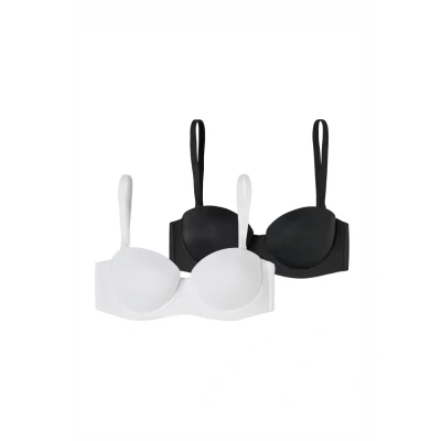 Afbeelding van Schiesser 2PACK Unique Micro Strapless BH schwarzweiss, Dames, Maat: 80A, Schwarz/weiss