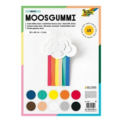 Afbeelding van Rubberplaat 2 mm Pak Ã 10 vel assorti