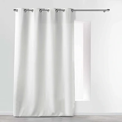 Afbeelding van Zachte binnenkant metalen oogjes gordijn 140 x 260 cm effen polyester essentieel wit