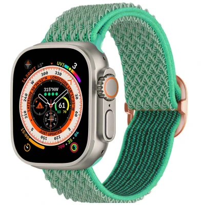 Afbeelding van iMoshion Bandje Geschikt voor Apple Watch Series 1 / 2 3 4 5 6 7 8 9 SE Ultra (2) 42 44 45 49 mm Elastisch nylon band Turquoise