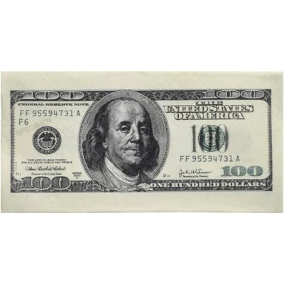 Afbeelding van Folat Servetten USA Party 100 Dollar $ 10 stuks, groen, 22563