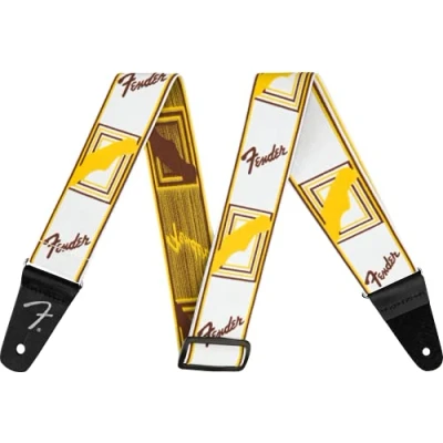 Image de Fender Weighless 2 Monogrammed Strap sangle guitare blanc/marron/jaune
