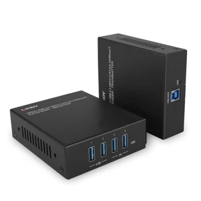Afbeelding van Lindy 100m USB 3.2 Gen 1 Cat.6A HDBaseT Extender, KVM schakelaars, Zwart