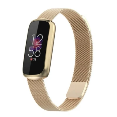 Afbeelding van Fitbit Luxe Milanese bandje Vintage goud RVS Horlogebandje