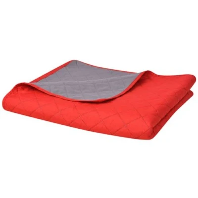Afbeelding van Dubbelzijdige quilt bedsprei rood en grijs 230x260 cm