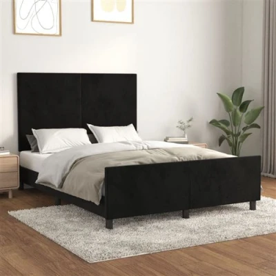 Afbeelding van vidaXL Bedframe met hoofdeinde fluweel zwart 140x190 cm