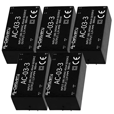 Afbeelding van AZDelivery 3 x 220V tot 3.3V Mini Voeding compatibel met Raspberry Pi Inclusief E Book!