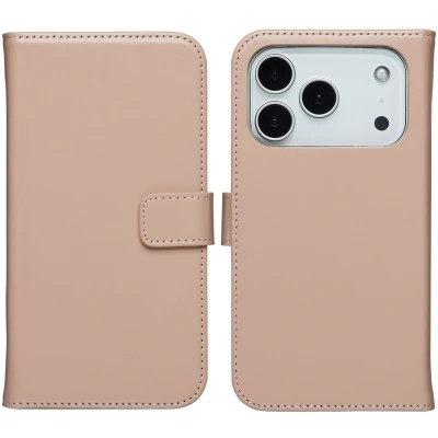 Afbeelding van Selencia Echt Leren Bookcase voor de Apple iPhone 17 Pro Max Dusty Pink