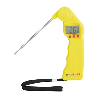 Afbeelding van Hygiplas Easytemp thermometer geel opvouwbare sonde 50 C tot 300
