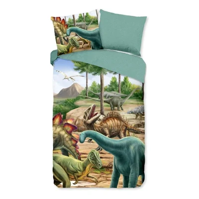 Afbeelding van Good Morning Kinderdekbedovertrek &quot;dinosaurussen&quot; Multi (140x200/220 cm) Katoen Flanel