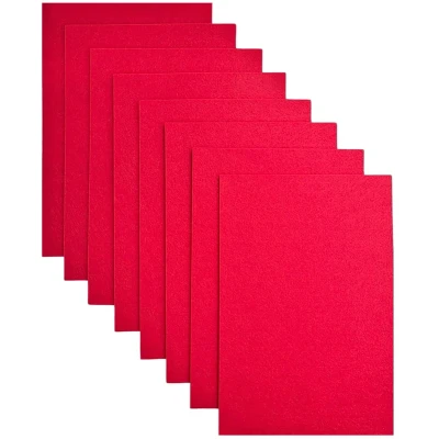 Afbeelding van Jtnohx 8 stuks 2 mm dikke harde viltvellen 20 x 30 cm voor kunst en knutselprojecten (rood)
