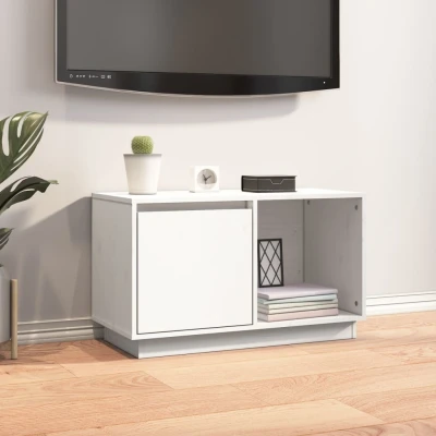 Afbeelding van Tv meubel 74x35x44 cm massief grenenhout wit