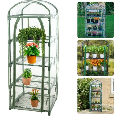 Afbeelding van Cheqo Multifunctionele Plantenkas Tuinkas 4 Verdiepingen 50 x 45 130 cm Kweekkas met Roldeur Kweekrek voor Tuinieren en Bescherming van P