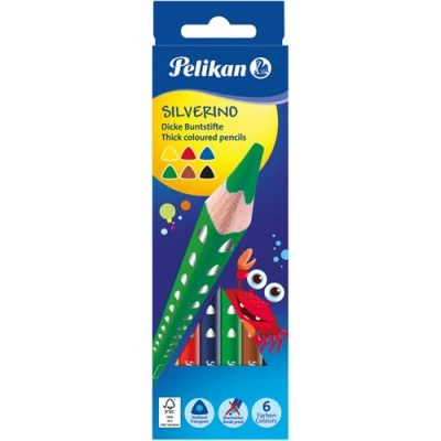 Image de Pelikan Crayon de couleur triangulaire SILVERINO gros, étui