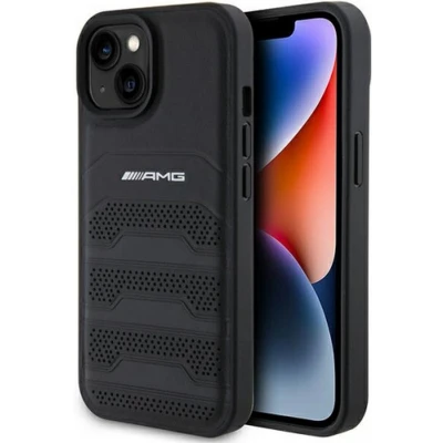 Afbeelding van Mercedes Benz AMG Leather Perforated Back Case Geschikt voor Apple iPhone 15 Plus (6.7&quot;) Zwart