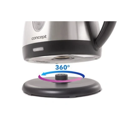 Image de Concept Hausgeräte rk3130 Bouilloire en acier inoxydable, Filtre anti tartre amovible, 1,2 l, 1630 W, finition inoxydable mat/Noir [Classe énergétique A]