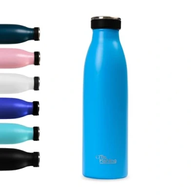 Afbeelding van Otto Koning Roestvrijstalen waterfles 500 ml. Dubbelwandig, houdt dranken 24 uur koud en 12 warme dranken. Lekvrije BPA vrije thermosfles (hemelsblauw)
