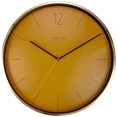 Afbeelding van Nextime Ne 3252Fm Wandklok Essential Gold Dia 34Cm Aluminium Wit